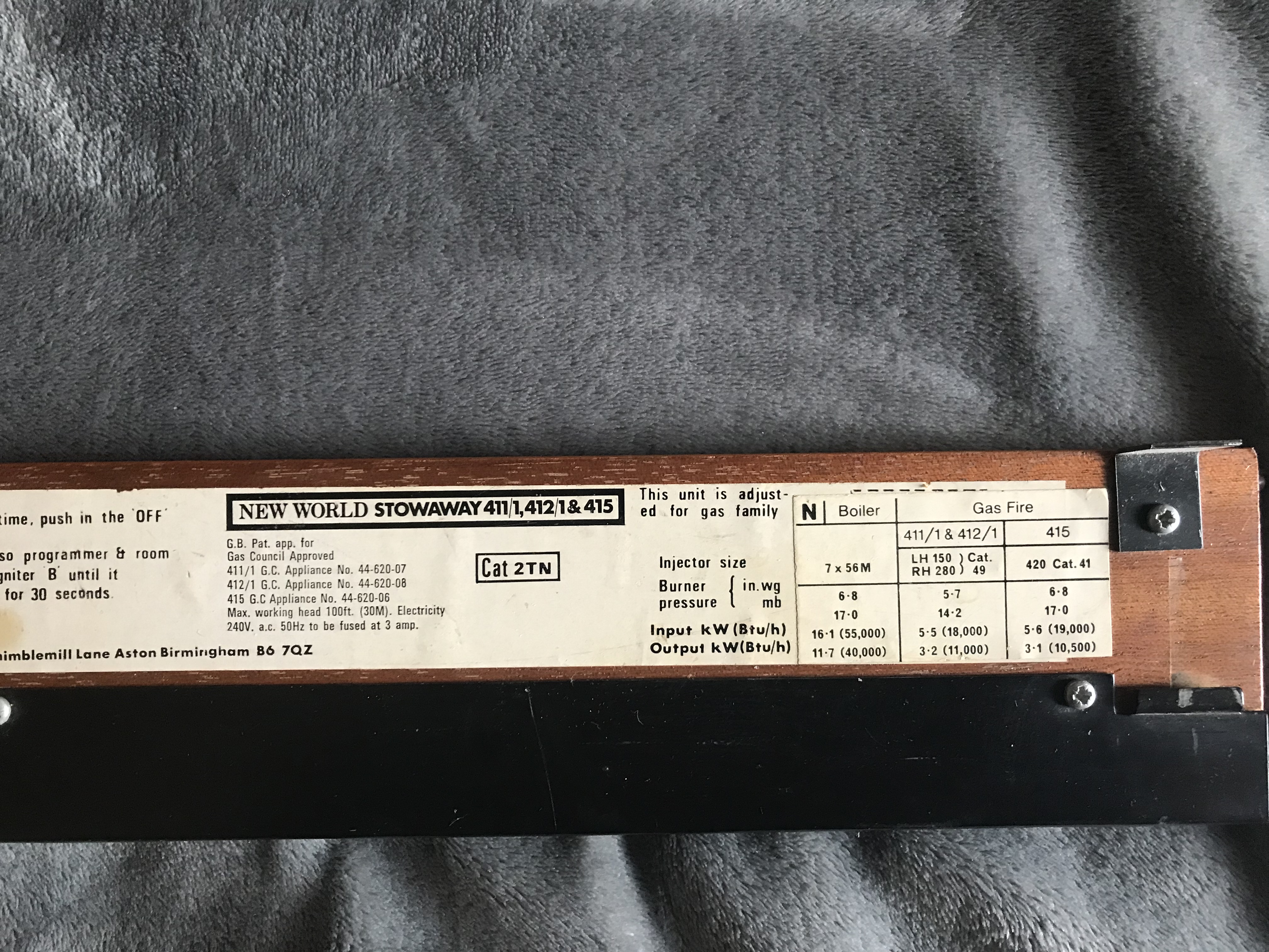 Image for New world Stowaway boiler 411/412