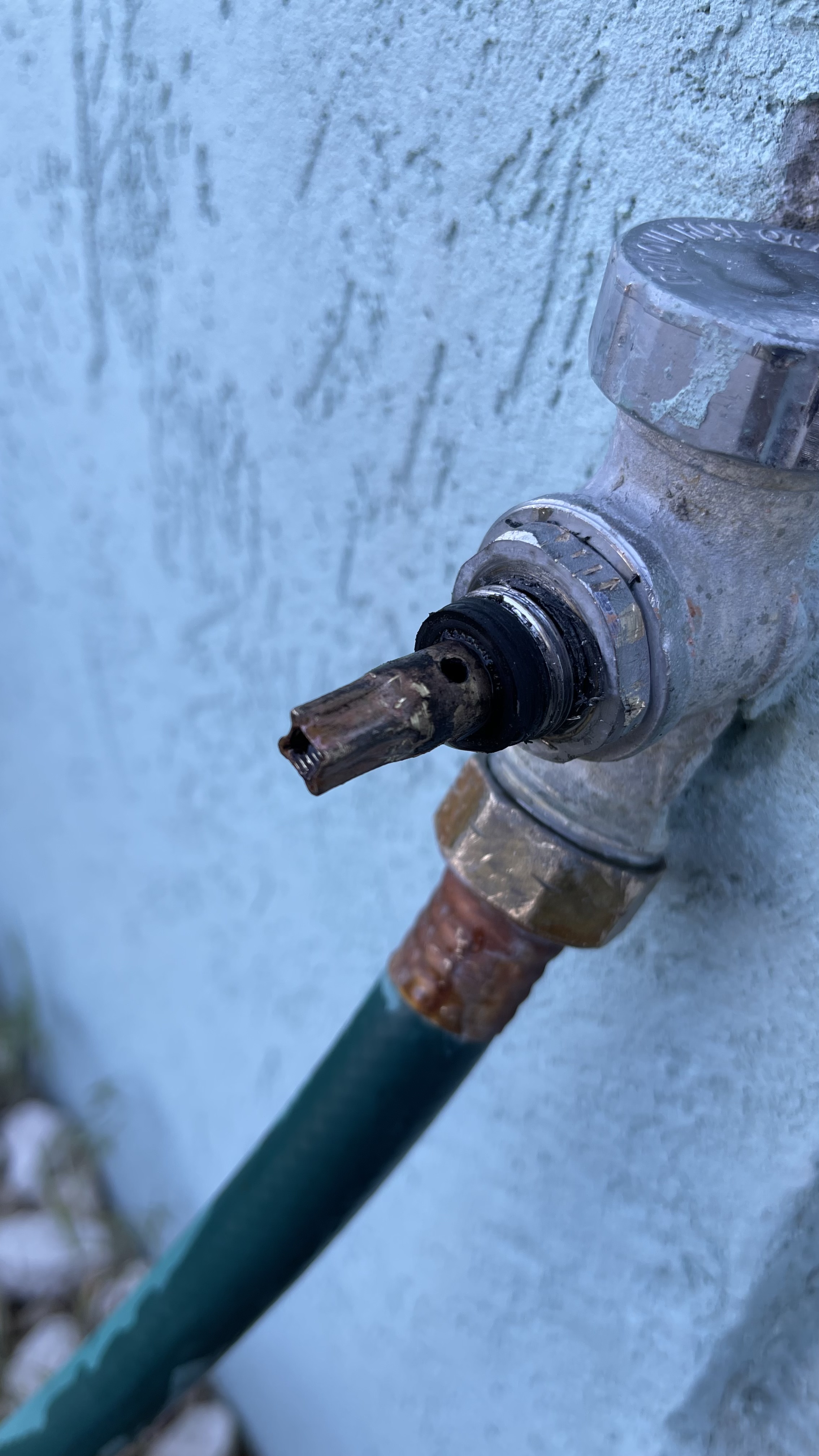 Image for Outdoor spigot leaking from handle when turned on