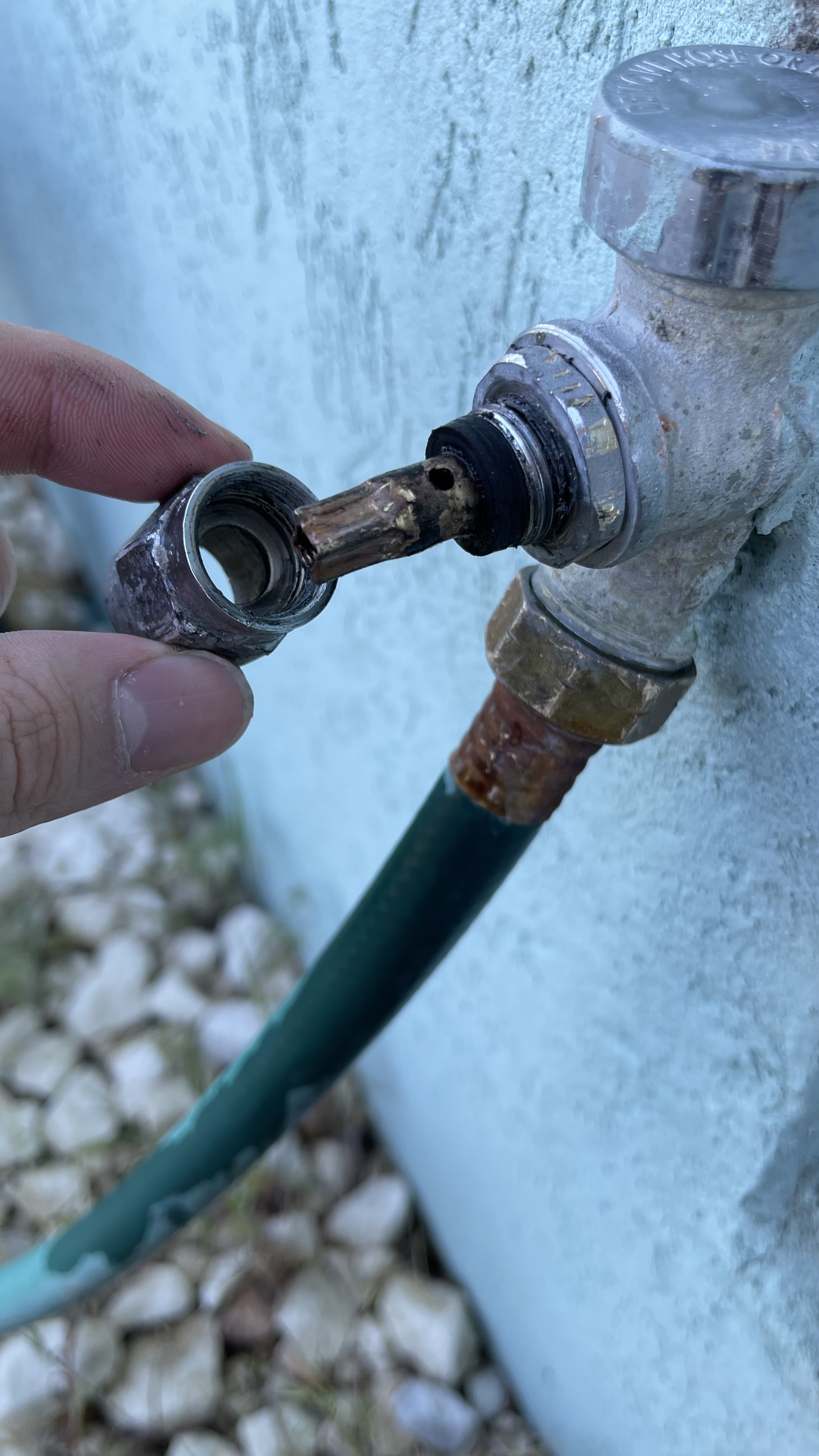 Image for Outdoor spigot leaking from handle when turned on
