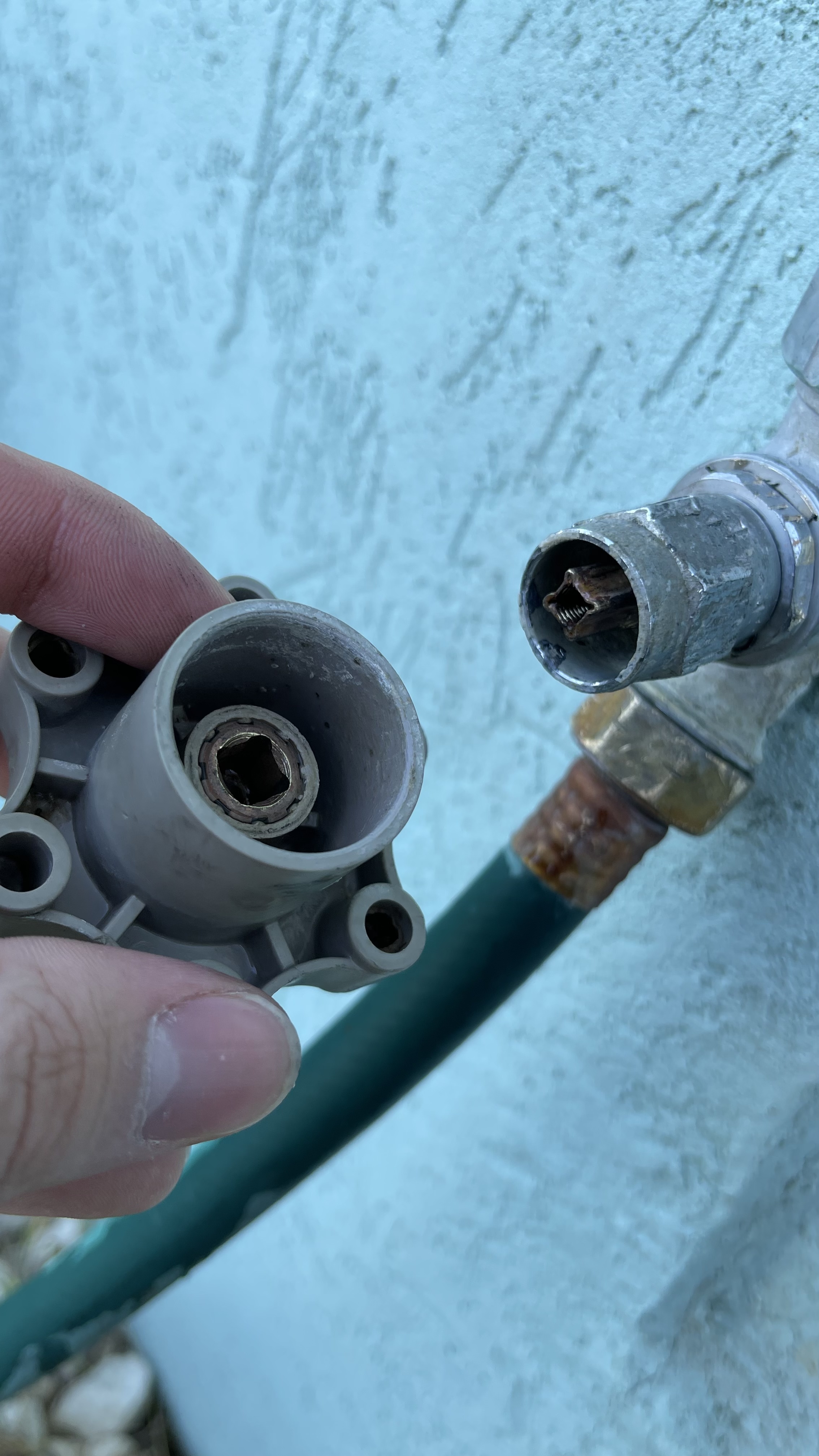 Image for Outdoor spigot leaking from handle when turned on