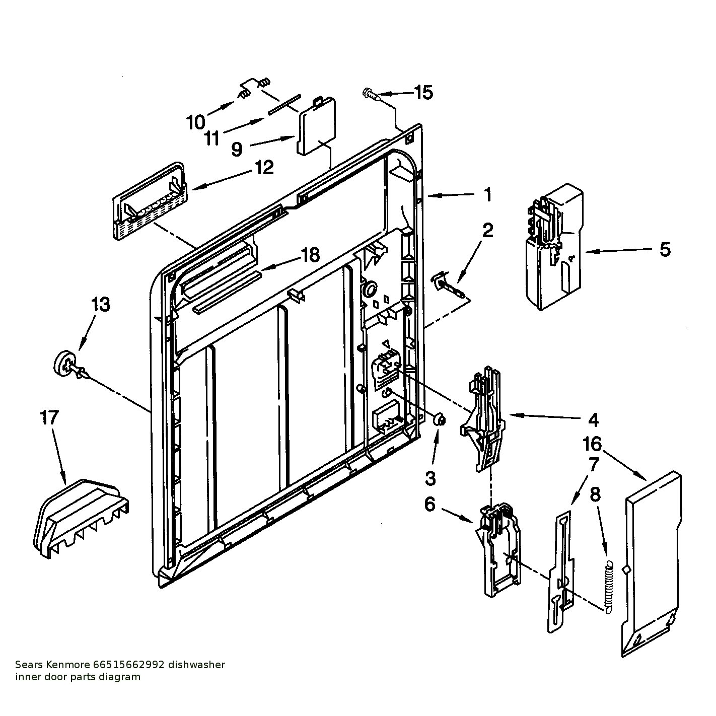 Image for diagram of sears dishwasher door 665.15662992