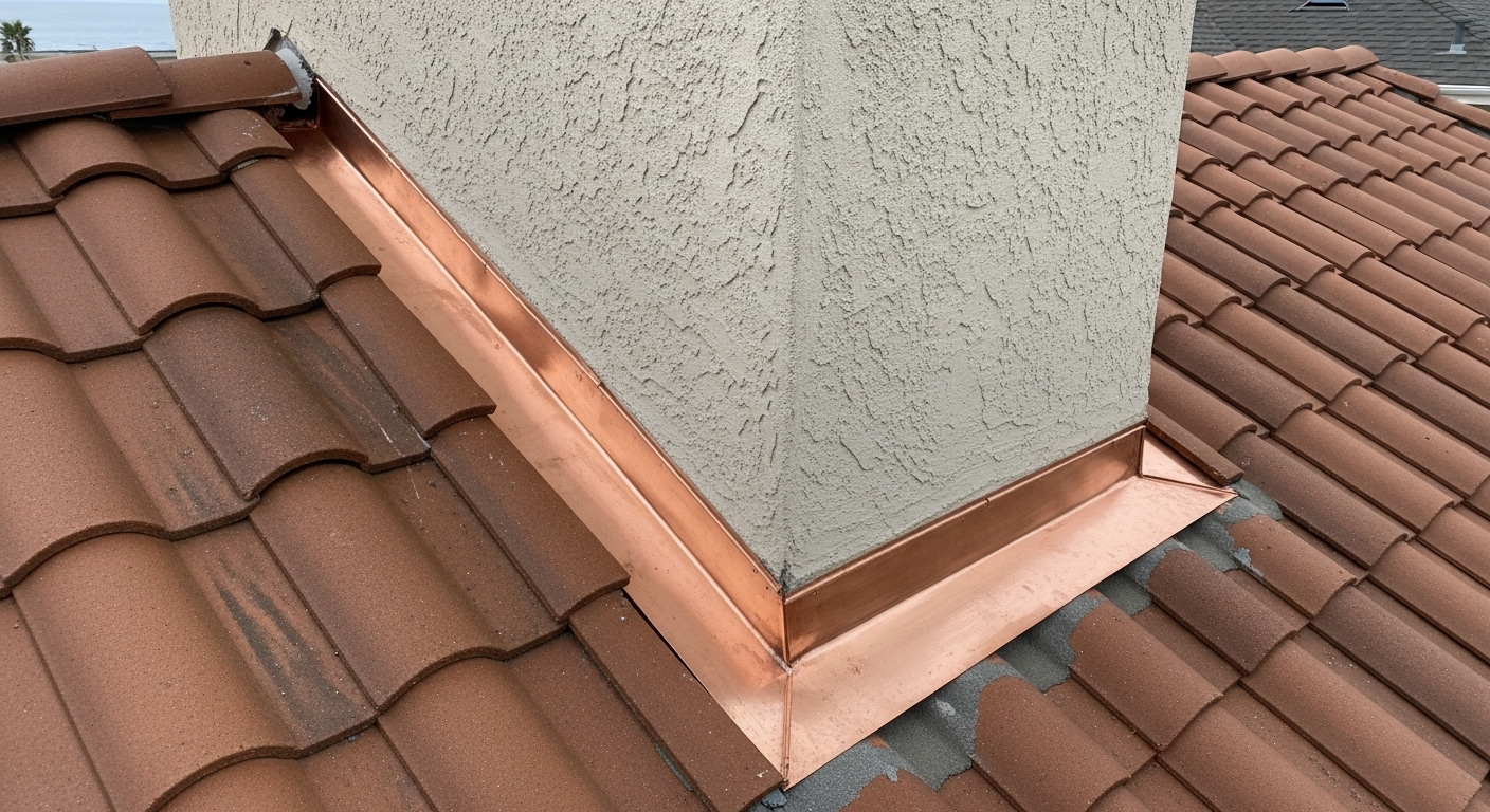 Image for Santa Maria case study: stucco chimney leak fixed on S-tile roof