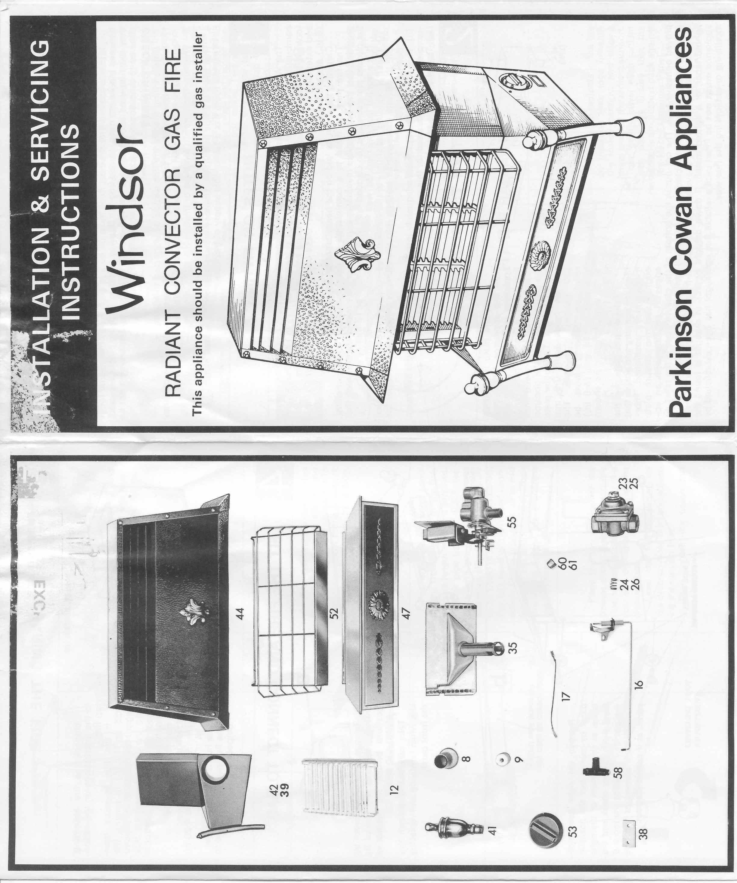 Image for Installation manual for Parkinson Cowan Widsor Radiant Gas Fire, circa 1972 