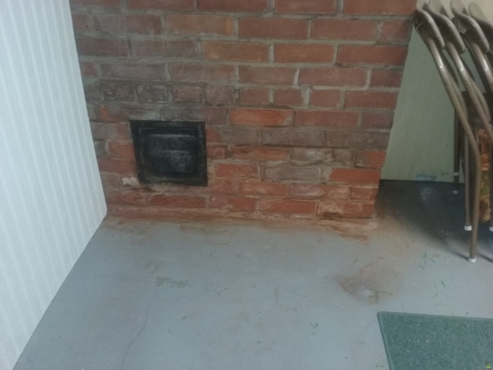 Image for 80 year old clay brick in near chimney clean out in basement , need to seal this