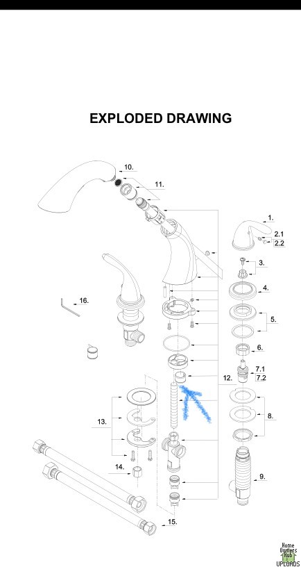 Image for replacing a leader hose on a roman faucet