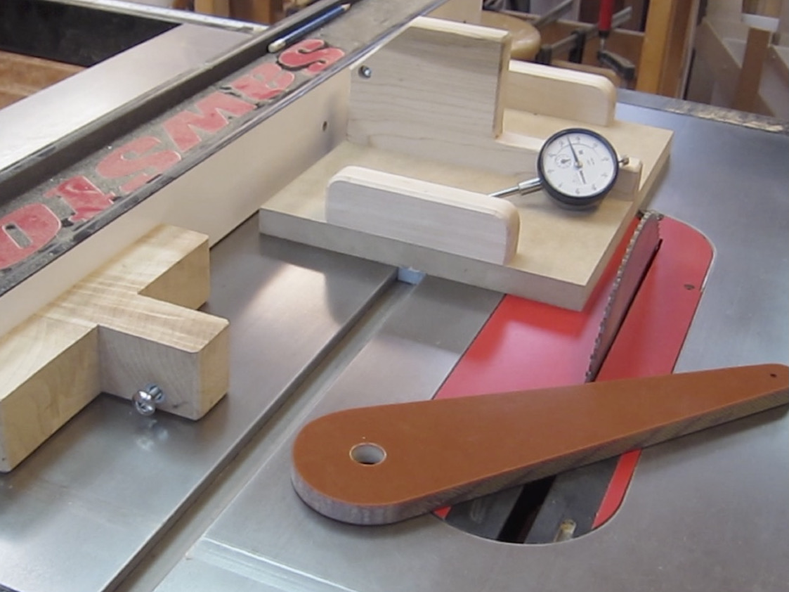Image for Precise Alignment of Table Saw Blade, Slot and Fence using dial gauge and shop made fixtures.   Demo on SawStop